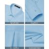 imageJVER Womens Button Down Shirt Long Sleeve Solid Dress Shirts Chiffon Work Office Blouse Fashion Formal Business Casual TopsLight Blue