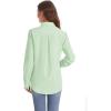 imageJVER Womens Button Down Shirt Long Sleeve Solid Dress Shirts Chiffon Work Office Blouse Fashion Formal Business Casual TopsLight Green
