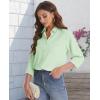 imageJVER Womens Button Down Shirt Long Sleeve Solid Dress Shirts Chiffon Work Office Blouse Fashion Formal Business Casual TopsLight Green