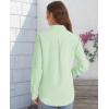imageJVER Womens Button Down Shirt Long Sleeve Solid Dress Shirts Chiffon Work Office Blouse Fashion Formal Business Casual TopsLight Green
