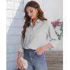 imageJVER Womens Button Down Shirt Long Sleeve Solid Dress Shirts Chiffon Work Office Blouse Fashion Formal Business Casual TopsLight Grey