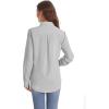 imageJVER Womens Button Down Shirt Long Sleeve Solid Dress Shirts Chiffon Work Office Blouse Fashion Formal Business Casual TopsLight Grey
