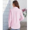 imageJVER Womens Button Down Shirt Long Sleeve Solid Dress Shirts Chiffon Work Office Blouse Fashion Formal Business Casual TopsLight Pink