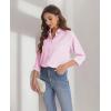 imageJVER Womens Button Down Shirt Long Sleeve Solid Dress Shirts Chiffon Work Office Blouse Fashion Formal Business Casual TopsLight Pink