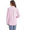 imageJVER Womens Button Down Shirt Long Sleeve Solid Dress Shirts Chiffon Work Office Blouse Fashion Formal Business Casual TopsLight Pink