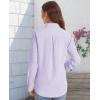 imageJVER Womens Button Down Shirt Long Sleeve Solid Dress Shirts Chiffon Work Office Blouse Fashion Formal Business Casual TopsLight Purple