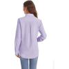 imageJVER Womens Button Down Shirt Long Sleeve Solid Dress Shirts Chiffon Work Office Blouse Fashion Formal Business Casual TopsLight Purple