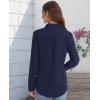 imageJVER Womens Button Down Shirt Long Sleeve Solid Dress Shirts Chiffon Work Office Blouse Fashion Formal Business Casual TopsNavy Blue