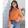 imageJVER Womens Button Down Shirt Long Sleeve Solid Dress Shirts Chiffon Work Office Blouse Fashion Formal Business Casual TopsOrange