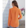 imageJVER Womens Button Down Shirt Long Sleeve Solid Dress Shirts Chiffon Work Office Blouse Fashion Formal Business Casual TopsOrange