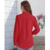 imageJVER Womens Button Down Shirt Long Sleeve Solid Dress Shirts Chiffon Work Office Blouse Fashion Formal Business Casual TopsRed