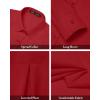 imageJVER Womens Button Down Shirt Long Sleeve Solid Dress Shirts Chiffon Work Office Blouse Fashion Formal Business Casual TopsRed