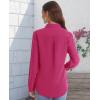 imageJVER Womens Button Down Shirt Long Sleeve Solid Dress Shirts Chiffon Work Office Blouse Fashion Formal Business Casual TopsRose Red
