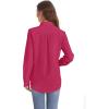 imageJVER Womens Button Down Shirt Long Sleeve Solid Dress Shirts Chiffon Work Office Blouse Fashion Formal Business Casual TopsRose Red