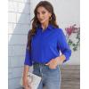 imageJVER Womens Button Down Shirt Long Sleeve Solid Dress Shirts Chiffon Work Office Blouse Fashion Formal Business Casual TopsRoyal Blue