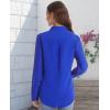 imageJVER Womens Button Down Shirt Long Sleeve Solid Dress Shirts Chiffon Work Office Blouse Fashion Formal Business Casual TopsRoyal Blue