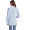 imageJVER Womens Button Down Shirt Long Sleeve Solid Dress Shirts Chiffon Work Office Blouse Fashion Formal Business Casual TopsSky Blue