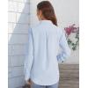 imageJVER Womens Button Down Shirt Long Sleeve Solid Dress Shirts Chiffon Work Office Blouse Fashion Formal Business Casual TopsSky Blue