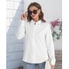 imageJVER Womens Button Down Shirt Long Sleeve Solid Dress Shirts Chiffon Work Office Blouse Fashion Formal Business Casual TopsWhite