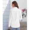 imageJVER Womens Button Down Shirt Long Sleeve Solid Dress Shirts Chiffon Work Office Blouse Fashion Formal Business Casual TopsWhite