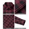imageMens Plaid Flannel Shirt Long Sleeve Casual Button Down Shirts Regular Fit Cotton Office Work Tops with PocketsDark Red
