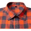 imageMens Plaid Flannel Shirt Long Sleeve Casual Button Down Shirts Regular Fit Cotton Office Work Tops with PocketsGrey Orange