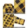 imageMens Plaid Flannel Shirt Long Sleeve Casual Button Down Shirts Regular Fit Cotton Office Work Tops with PocketsYellow Black