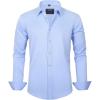 imageJVER Boys Long Sleeve Dress Shirts Solid Stretch WrinkleFree Shirt Kids Casual Button Down ShirtsBlue