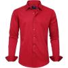 imageJVER Boys Long Sleeve Dress Shirts Solid Stretch WrinkleFree Shirt Kids Casual Button Down ShirtsBright Red