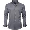 imageJVER Boys Long Sleeve Dress Shirts Solid Stretch WrinkleFree Shirt Kids Casual Button Down ShirtsGrey