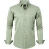 imageJVER Boys Long Sleeve Dress Shirts Solid Stretch WrinkleFree Shirt Kids Casual Button Down ShirtsSage Green