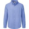 imageJVER Boys Long Sleeve Oxford Dress Shirts Solid Casual Button Down Collar Shirt Kids Formal Uniform TopsBlue