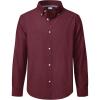 imageJVER Boys Long Sleeve Oxford Dress Shirts Solid Casual Button Down Collar Shirt Kids Formal Uniform TopsBurgundy