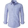 imageJVER Dress Shirts for Men Cotton Long Sleeve Button Down Shirt Business Casual Classic Plaid Tops with PocketBlue Grey Gingham