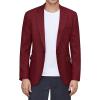 imageJVER Mens Casual Blazer Sport Coat One Button Business Stylish Suit JacketWine Red