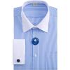 imageJVER Mens French Cuff Dress Shirts Regular Fit Striped Long Sleeve Spread Collar Metal Cufflink