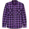imageMens Plaid Flannel Shirt Long Sleeve Casual Button Down Shirts Regular Fit Cotton Office Work Tops with PocketsPurple Black