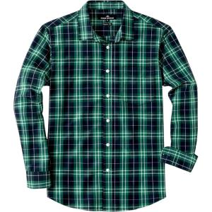 imageJVER Long Sleeve Shirts for Men Cotton Plaid Button Down Shirt Business Casual Work Top with PocketDark Green