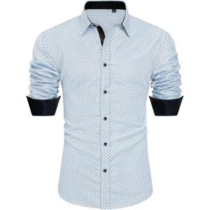 imageJVER Mens Printed Dress Shirts Casual Long Sleeve Stylish Button Down ShirtLight Blue Stripesprinted