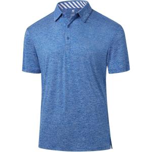 imageMens Golf Polo Shirts Quick Dry Moisture Wicking Performance Stretch Short Sleeve Shirt Athletic WrinkleFree Summer Tops