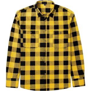 imageMens Plaid Flannel Shirt Long Sleeve Casual Button Down Shirts Regular Fit Cotton Office Work Tops with PocketsYellow Black