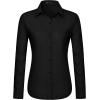 imageJVER Dress Shirts for Women Button Down Wrinkle Free Shirt Business Casual Long Sleeve Work Blouse with PocketBlack