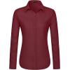 imageJVER Dress Shirts for Women Button Down Wrinkle Free Shirt Business Casual Long Sleeve Work Blouse with PocketBurgundy