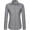 imageJVER Dress Shirts for Women Button Down Wrinkle Free Shirt Business Casual Long Sleeve Work Blouse with PocketGrey