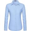 imageJVER Dress Shirts for Women Button Down Wrinkle Free Shirt Business Casual Long Sleeve Work Blouse with PocketLight Blue