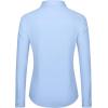 imageJVER Dress Shirts for Women Button Down Wrinkle Free Shirt Business Casual Long Sleeve Work Blouse with PocketLight Blue