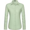 imageJVER Dress Shirts for Women Button Down Wrinkle Free Shirt Business Casual Long Sleeve Work Blouse with PocketLight Green