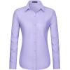 imageJVER Dress Shirts for Women Button Down Wrinkle Free Shirt Business Casual Long Sleeve Work Blouse with PocketLight Purple