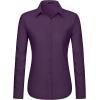 imageJVER Dress Shirts for Women Button Down Wrinkle Free Shirt Business Casual Long Sleeve Work Blouse with PocketPurple