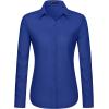 imageJVER Dress Shirts for Women Button Down Wrinkle Free Shirt Business Casual Long Sleeve Work Blouse with PocketRoyal Blue
